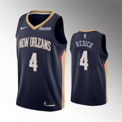 Men New Orleans Pelicans 4 J J  Redick Navy Icon Edition Stitched Jersey