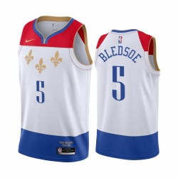 Men Nike New Orleans Pelicans 5 Eric Bledsoe White NBA Swingman 2020 21 City Edition Jersey