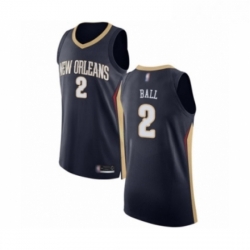 Mens New Orleans Pelicans 2 Lonzo Ball Authentic Navy Blue Basketball Jersey Icon Edition 