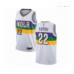 Mens New Orleans Pelicans 22 Derrick Favors Authentic White Basketball Jersey City Edition 