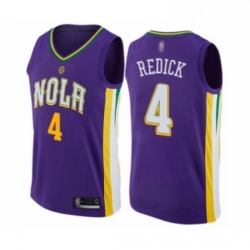 Mens New Orleans Pelicans 4 JJ Redick Authentic Purple Basketball Jersey City Edition 