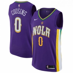 Mens Nike New Orleans Pelicans 0 DeMarcus Cousins Authentic Purple NBA Jersey City Edition