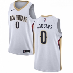 Mens Nike New Orleans Pelicans 0 DeMarcus Cousins Authentic White Home NBA Jersey Association Edition