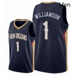 Mens Nike New Orleans Pelicans 1 Zion Williamson Navy NBA Swingman Icon Edition Jersey 