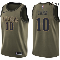 Mens Nike New Orleans Pelicans 10 Tony Carr Swingman Green Salute to Service NBA Jersey 