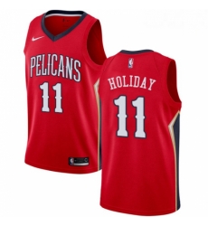 Mens Nike New Orleans Pelicans 11 Jrue Holiday Authentic Red Alternate NBA Jersey Statement Edition