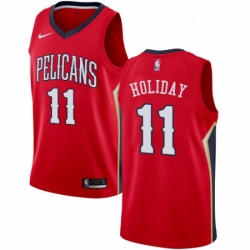 Mens Nike New Orleans Pelicans 11 Jrue Holiday Authentic Red Alternate NBA Jersey Statement Edition
