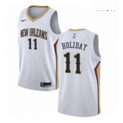 Mens Nike New Orleans Pelicans 11 Jrue Holiday Authentic White Home NBA Jersey Association Edition