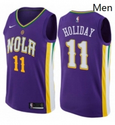 Mens Nike New Orleans Pelicans 11 Jrue Holiday Swingman Purple NBA Jersey City Edition