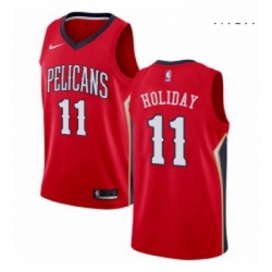 Mens Nike New Orleans Pelicans 11 Jrue Holiday Swingman Red Alternate NBA Jersey Statement Edition