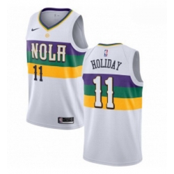 Mens Nike New Orleans Pelicans 11 Jrue Holiday Swingman White NBA Jersey City Edition
