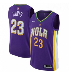 Mens Nike New Orleans Pelicans 23 Anthony Davis Authentic Purple NBA Jersey City Edition
