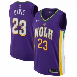 Mens Nike New Orleans Pelicans 23 Anthony Davis Authentic Purple NBA Jersey City Edition