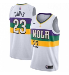 Mens Nike New Orleans Pelicans 23 Anthony Davis Swingman White NBA Jersey City Edition