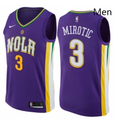 Mens Nike New Orleans Pelicans 3 Nikola Mirotic Swingman Purple NBA Jersey City Edition 