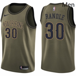 Mens Nike New Orleans Pelicans 30 Julius Randle Swingman Green Salute to Service NBA Jersey 