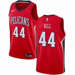 Mens Nike New Orleans Pelicans 44 Solomon Hill Authentic Red Alternate NBA Jersey Statement Edition