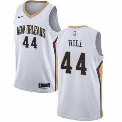 Mens Nike New Orleans Pelicans 44 Solomon Hill Authentic White Home NBA Jersey Association Edition