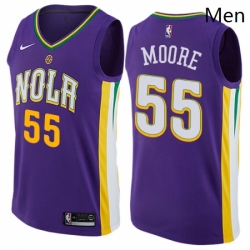 Mens Nike New Orleans Pelicans 55 ETwaun Moore Authentic Purple NBA Jersey City Edition