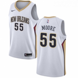 Mens Nike New Orleans Pelicans 55 ETwaun Moore Authentic White Home NBA Jersey Association Edition