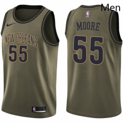 Mens Nike New Orleans Pelicans 55 ETwaun Moore Swingman Green Salute to Service NBA Jersey