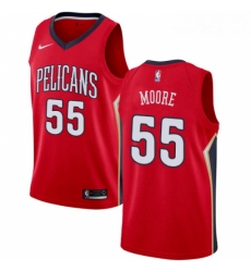 Mens Nike New Orleans Pelicans 55 ETwaun Moore Swingman Red Alternate NBA Jersey Statement Edition