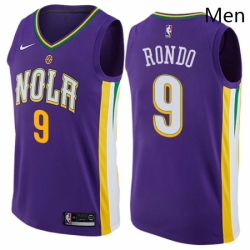 Mens Nike New Orleans Pelicans 9 Rajon Rondo Swingman Purple NBA Jersey City Edition 