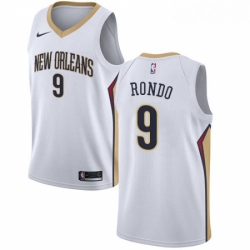 Mens Nike New Orleans Pelicans 9 Rajon Rondo Swingman White Home NBA Jersey Association Edition 