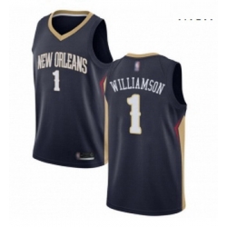 Nike New Orleans Pelicans 1 Zion Williamson Navy NBA Swingman Icon Edition Jersey 