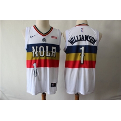 Pelicans 1 Zion Williamson White Earned Edition Nike Swingman Jersey