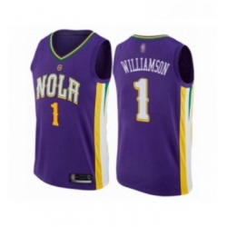 Womens New Orleans Pelicans 1 Zion Williamson Swingman Purple Basketball Jersey City Edition 