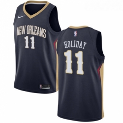Womens Nike New Orleans Pelicans 11 Jrue Holiday Swingman Navy Blue Road NBA Jersey Icon Edition
