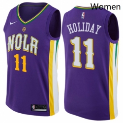 Womens Nike New Orleans Pelicans 11 Jrue Holiday Swingman Purple NBA Jersey City Edition