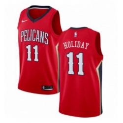 Womens Nike New Orleans Pelicans 11 Jrue Holiday Swingman Red Alternate NBA Jersey Statement Edition