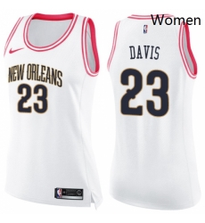 Womens Nike New Orleans Pelicans 23 Anthony Davis Swingman WhitePink Fashion NBA Jersey