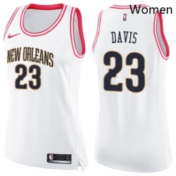 Womens Nike New Orleans Pelicans 23 Anthony Davis Swingman WhitePink Fashion NBA Jersey