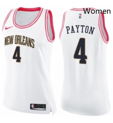 Womens Nike New Orleans Pelicans 4 Elfrid Payton Swingman White Pink Fashion NBA Jersey 