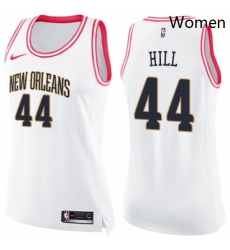 Womens Nike New Orleans Pelicans 44 Solomon Hill Swingman WhitePink Fashion NBA Jersey