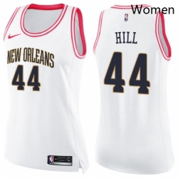 Womens Nike New Orleans Pelicans 44 Solomon Hill Swingman WhitePink Fashion NBA Jersey