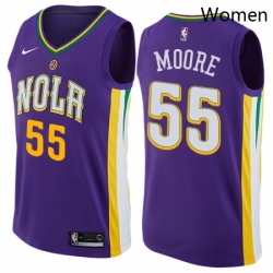 Womens Nike New Orleans Pelicans 55 ETwaun Moore Swingman Purple NBA Jersey City Edition
