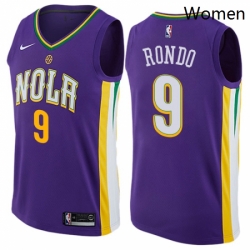 Womens Nike New Orleans Pelicans 9 Rajon Rondo Swingman Purple NBA Jersey City Edition 
