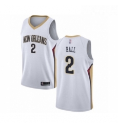 Youth New Orleans Pelicans 2 Lonzo Ball Swingman White Basketball Jersey Association Edition 