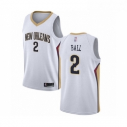 Youth New Orleans Pelicans 2 Lonzo Ball Swingman White Basketball Jersey Association Edition 