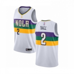 Youth New Orleans Pelicans 2 Lonzo Ball Swingman White Basketball Jersey City Edition 