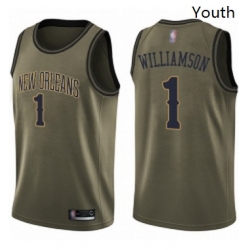Youth Nike New Orleans Pelicans 1 Zion Williamson Green Salute to Service NBA Swingman Jersey 