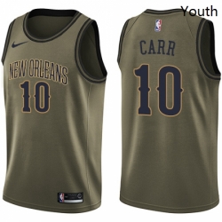 Youth Nike New Orleans Pelicans 10 Tony Carr Swingman Green Salute to Service NBA Jersey 