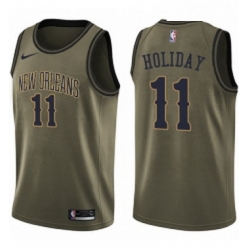 Youth Nike New Orleans Pelicans 11 Jrue Holiday Swingman Green Salute to Service NBA Jersey