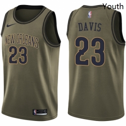 Youth Nike New Orleans Pelicans 23 Anthony Davis Swingman Green Salute to Service NBA Jersey