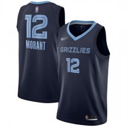 Grizzlies  12 Ja Morant Navy Blue Basketball Swingman Icon Edition Jersey