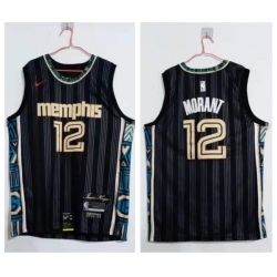 Men Memphis Grizzlies 12 Ja Morant Black 2020 21 City Edition Nike Swingman Jersey